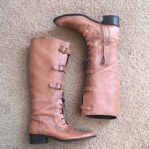 % Parlanti Riding Equestrian Style Tall Tan Leather Boots